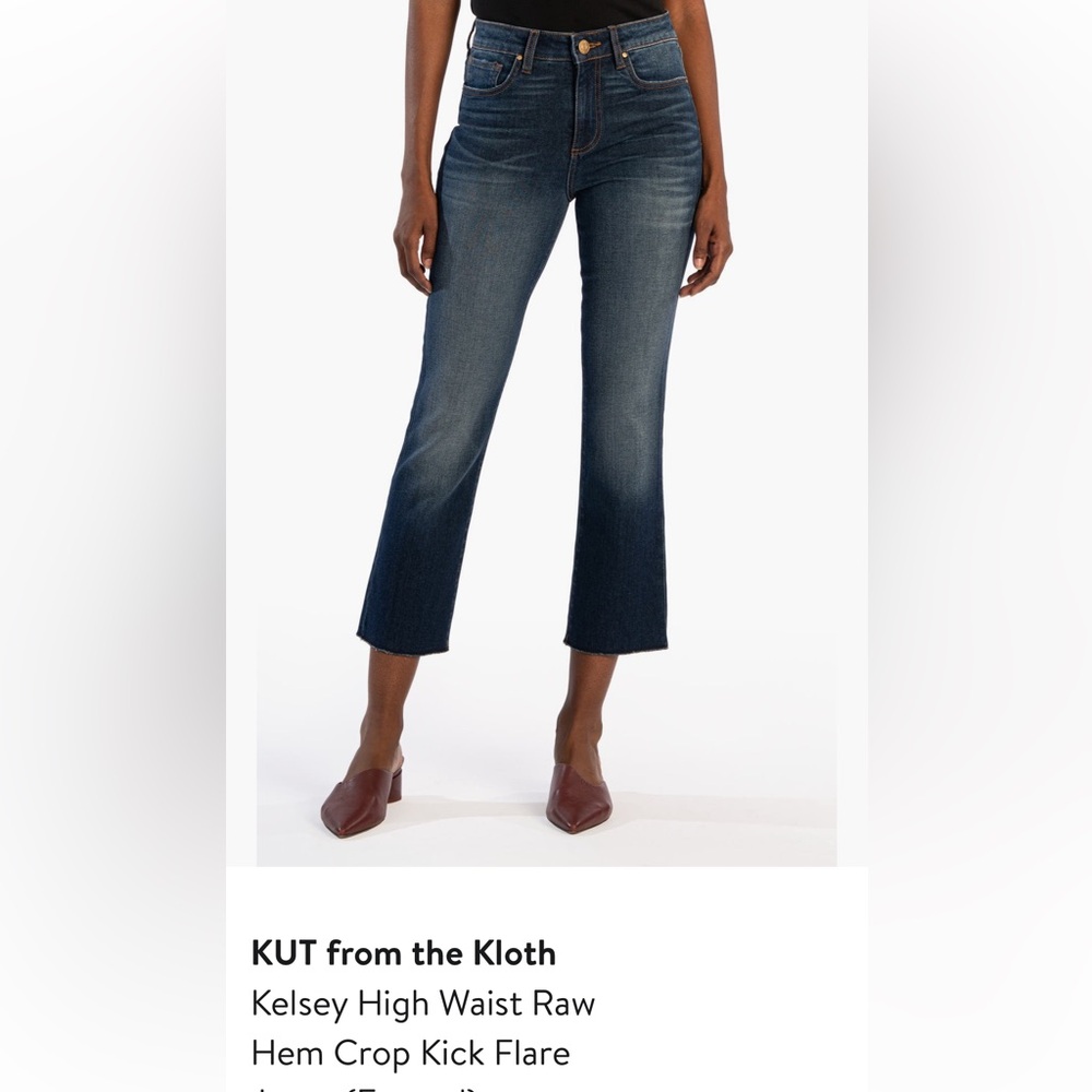 Kut from the Kloth Kelsey High Waist Dark Wash Cropped Jeans